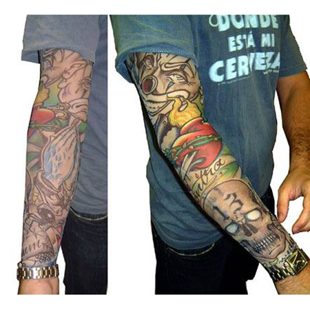  tattoos that wrap completely around the arm.A full tattoo sleeve,which